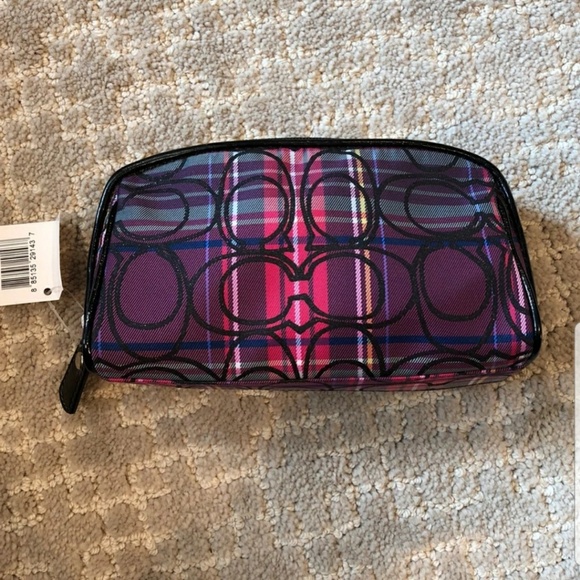 New Coach Tartan Makeup Bag